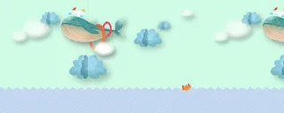 夏日促销清新海滩旅游扁平蓝色背景高清