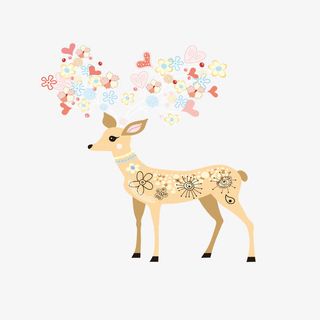 手绘创意梅花鹿免抠