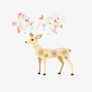 手绘创意梅花鹿免抠