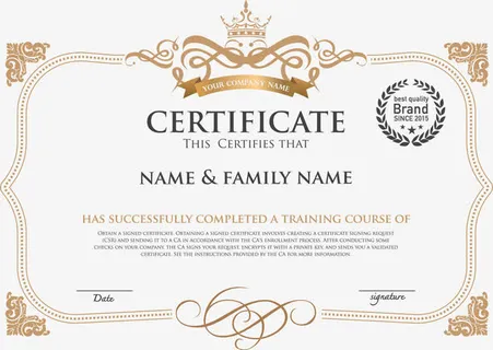 欧式花纹横版证书免抠