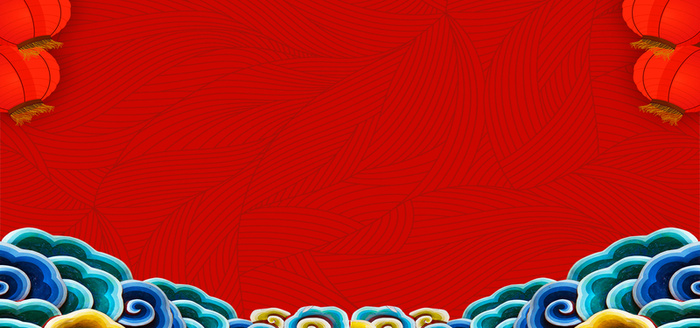 新年春节红色纹理云纹banner展板高清