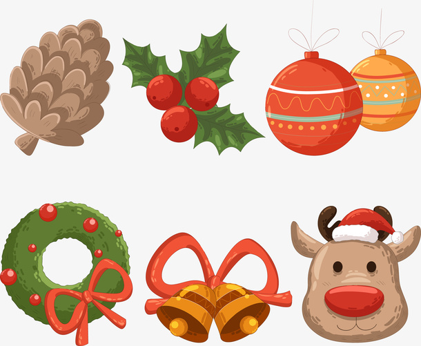 6款手绘圣诞节元素免抠手绘/卡通卡通元素