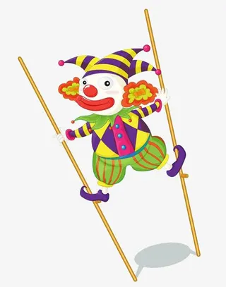 卡通小丑走高跷免抠