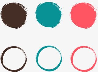 彩绘圆形框矢量素材免抠装饰墨迹笔触元素