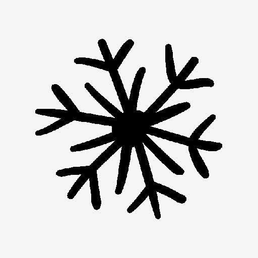 黑色对称手绘雪花免抠