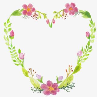 手绘水彩心形边框免抠