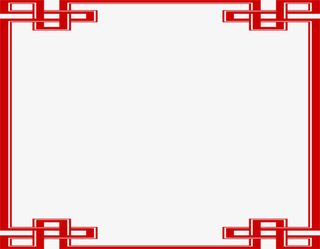 红色中国风边框相框免抠