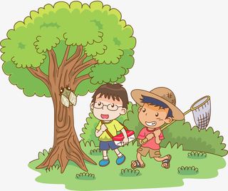 捕捉知了的小孩免抠