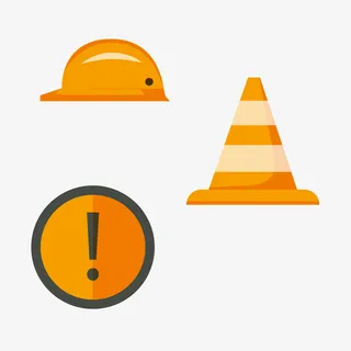 橙色施工维修元素合集免抠