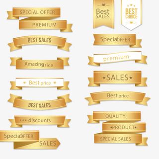 矢量金色丝带免抠