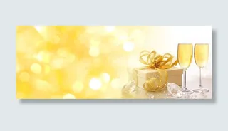 唯美梦幻黄色香槟背景海报