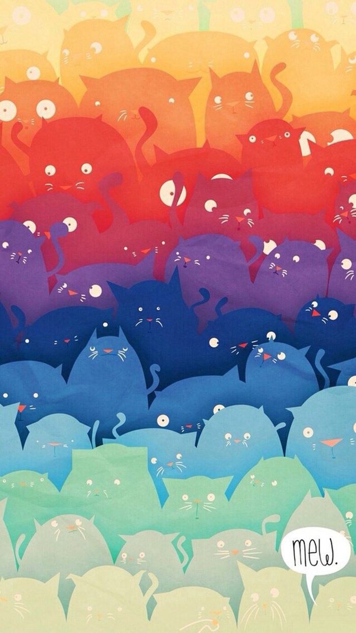 卡通可爱彩色猫咪插画背景素材高清