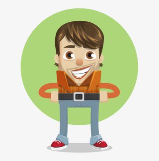 卡通手绘可爱站立胡须男人免抠