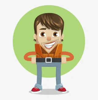 卡通手绘可爱站立胡须男人免抠