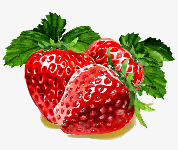 手绘红色草莓免抠