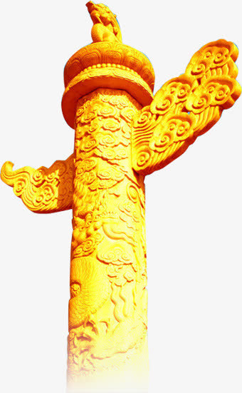 龙纹雕刻柱子图腾免抠