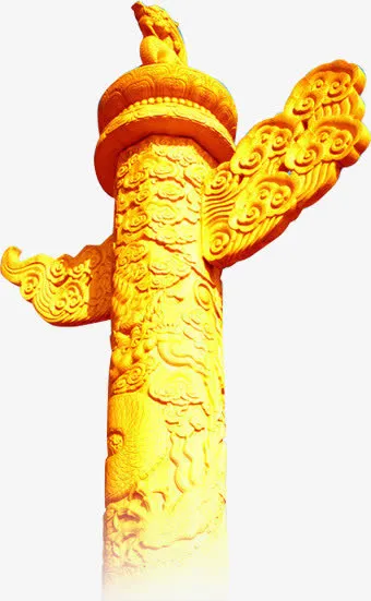龙纹雕刻柱子图腾免抠