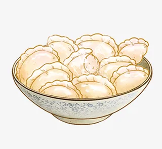 手绘饺子素免抠