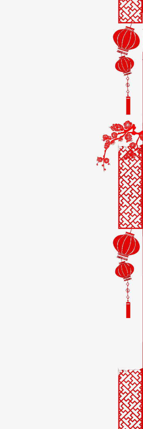 红灯笼窗户中国风元素装饰免抠