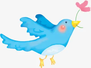 春天手绘黄色小鸟免抠