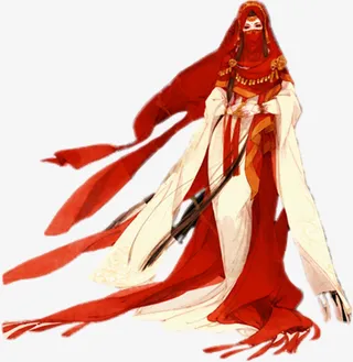 红纱掩面的女子免抠