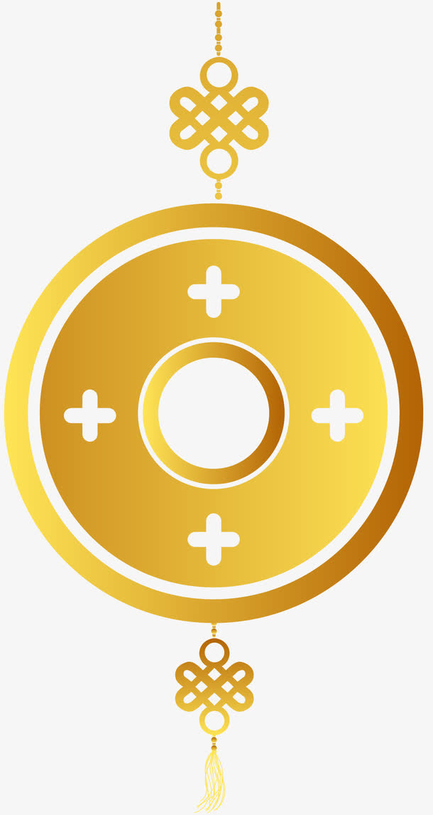 中国风装饰矢量铜钱吊坠素材免抠