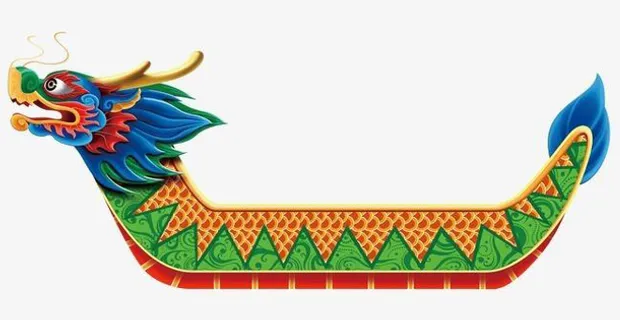 龙舟手绘平面免抠