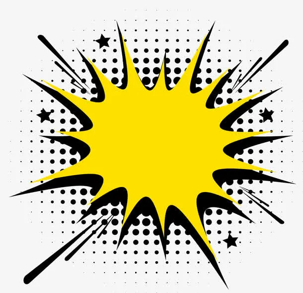 黄色锯齿爆炸贴免抠