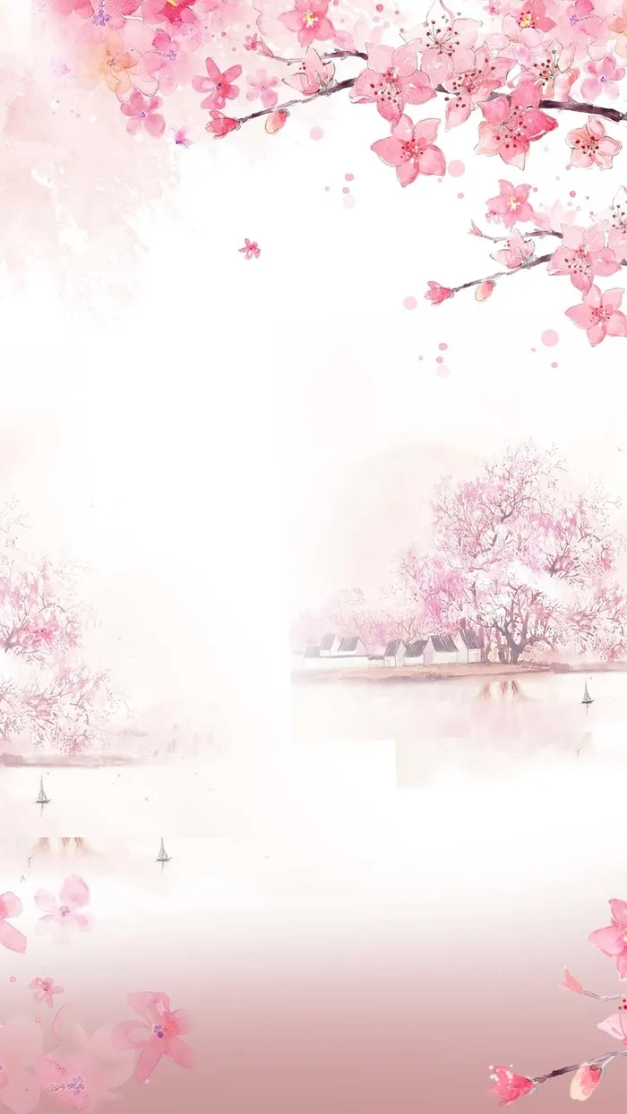 粉色樱花花瓣商业PSD分层H5背景素材高清
