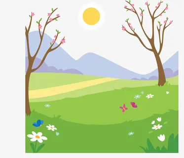 春天郊外美丽景色免抠