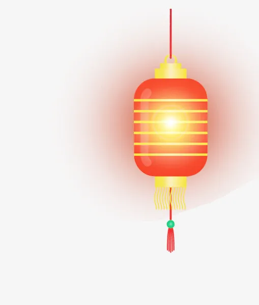 红色光芒灯笼免抠