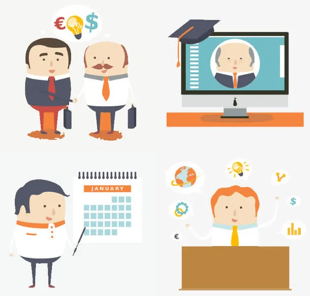 商务人士卡通人物免抠