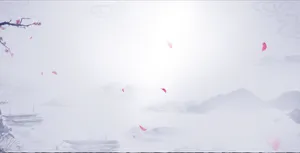 蓝色中国风风景海报免抠