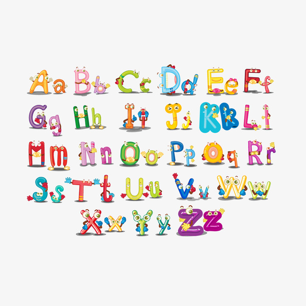 矢量动物卡通字母免抠