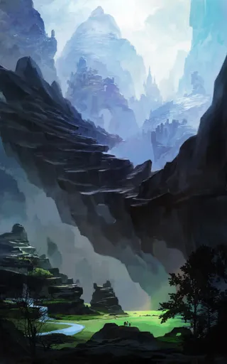 动漫插画战场悬崖免抠