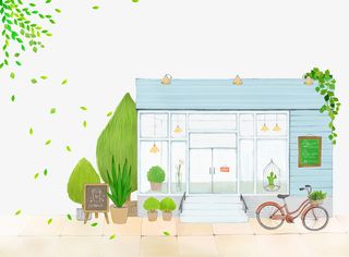 清新绿意装饰花店标志免抠图免抠