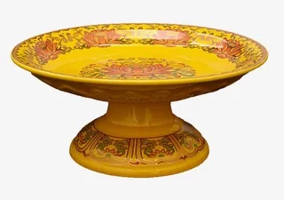 陶瓷莲花高脚水果盘免抠