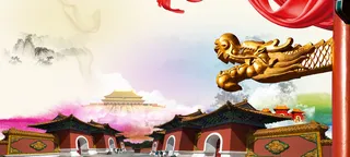 龙抬头大气中国风红色海报背景高清
