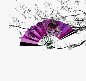 水墨折扇免抠
