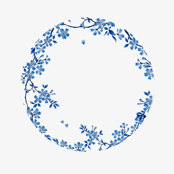 圆形青花免抠