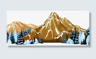 棕色手绘的火山效果图免抠