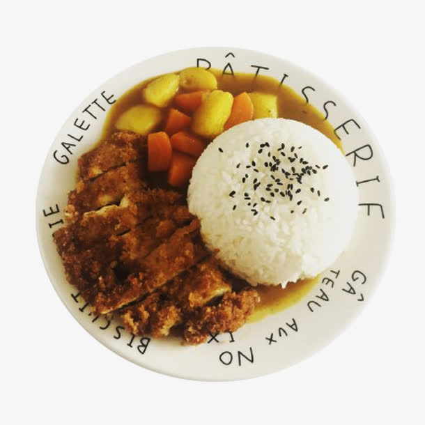 咖喱鸡排饭摄影文艺免抠