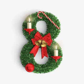 数字8圣诞节主题植物数字设计免抠