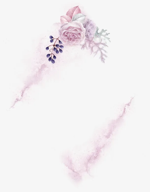手绘卡通紫色花卉花框创意免抠
