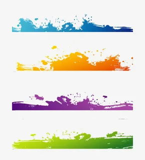 彩色水墨风横条边框装饰图案免抠 彩色水墨风横条边框装饰图案免抠