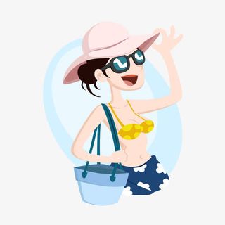 清新夏天度假元素矢量素材免抠