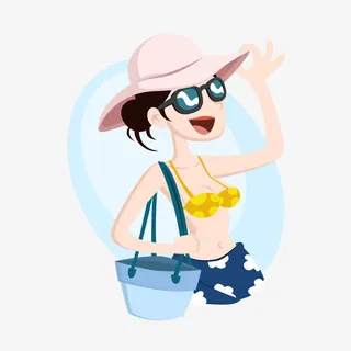 清新夏天度假元素矢量素材免抠