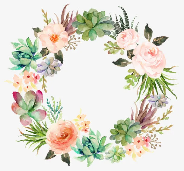 唯美花环清新粉嫩花环免抠