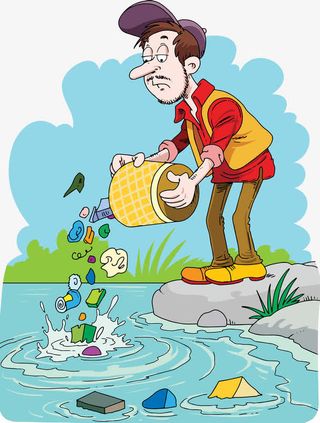 乱扔垃圾插画免抠