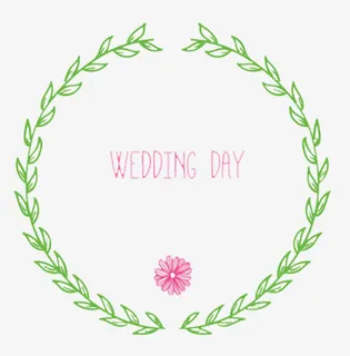 绿色柳叶边框婚礼元素免抠